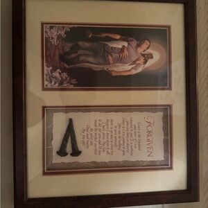 Inspirational Forgiven Wall Art in Brown Frame
